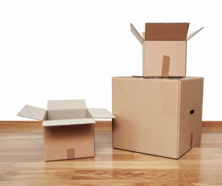 Cardboard boxes sat on the ground